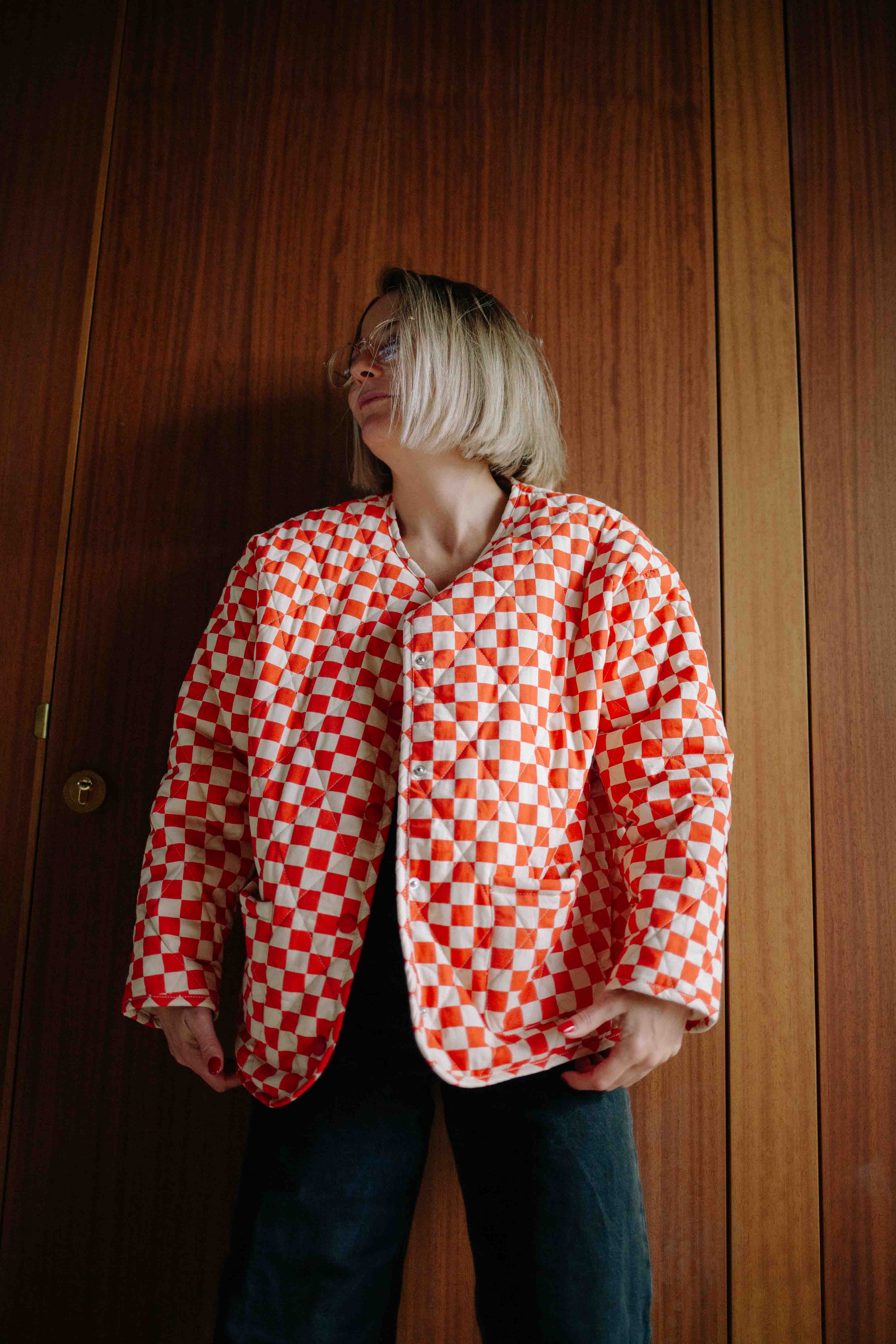 RED CHECKERS JACKET WOMAN