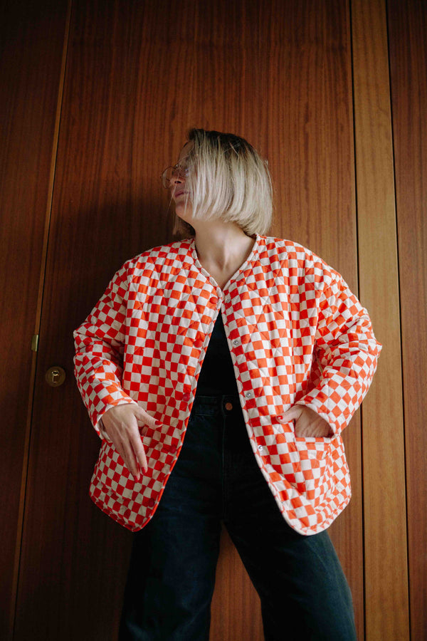 RED CHECKERS JACKET WOMAN