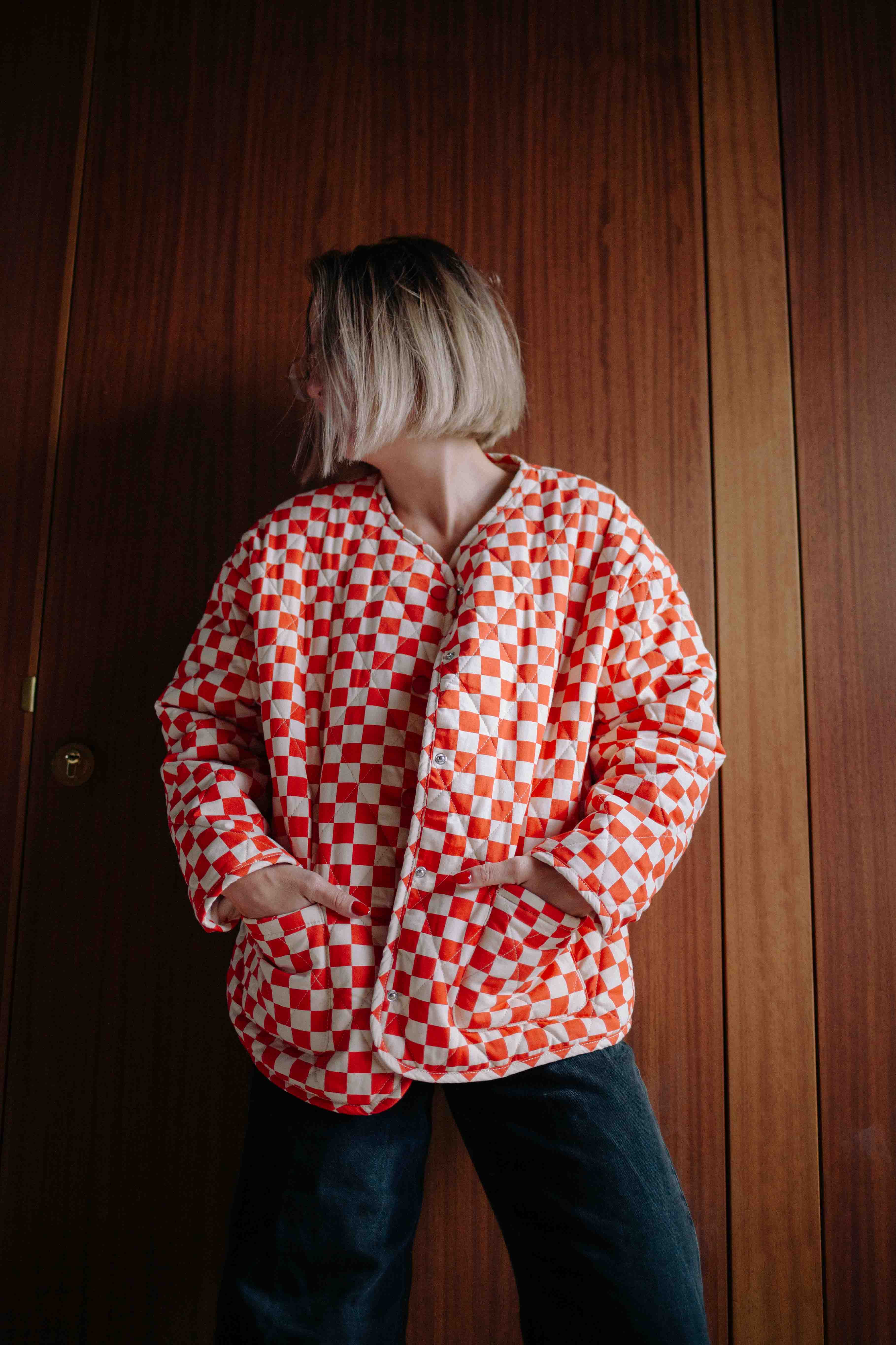 RED CHECKERS JACKET WOMAN