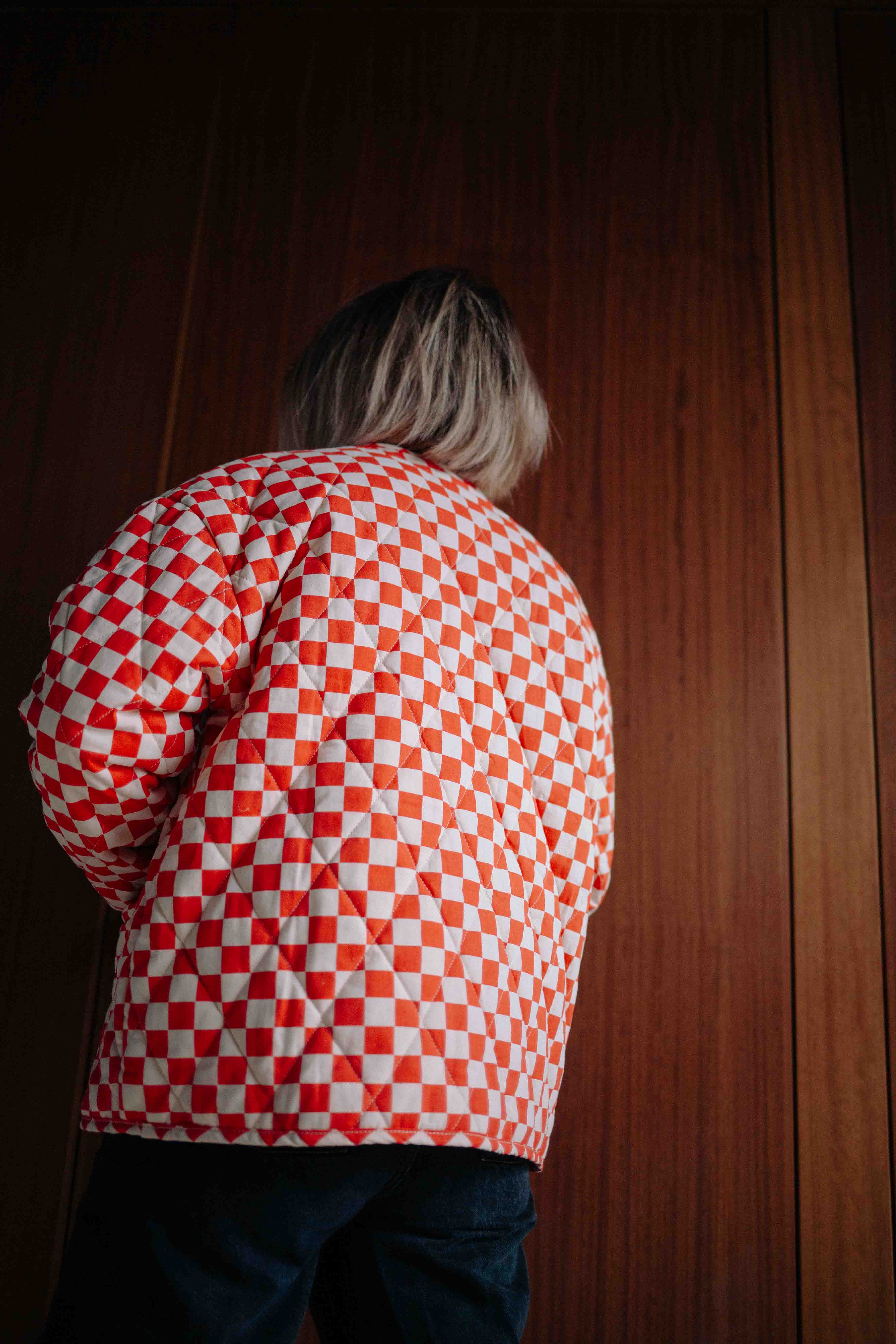 RED CHECKERS JACKET WOMAN