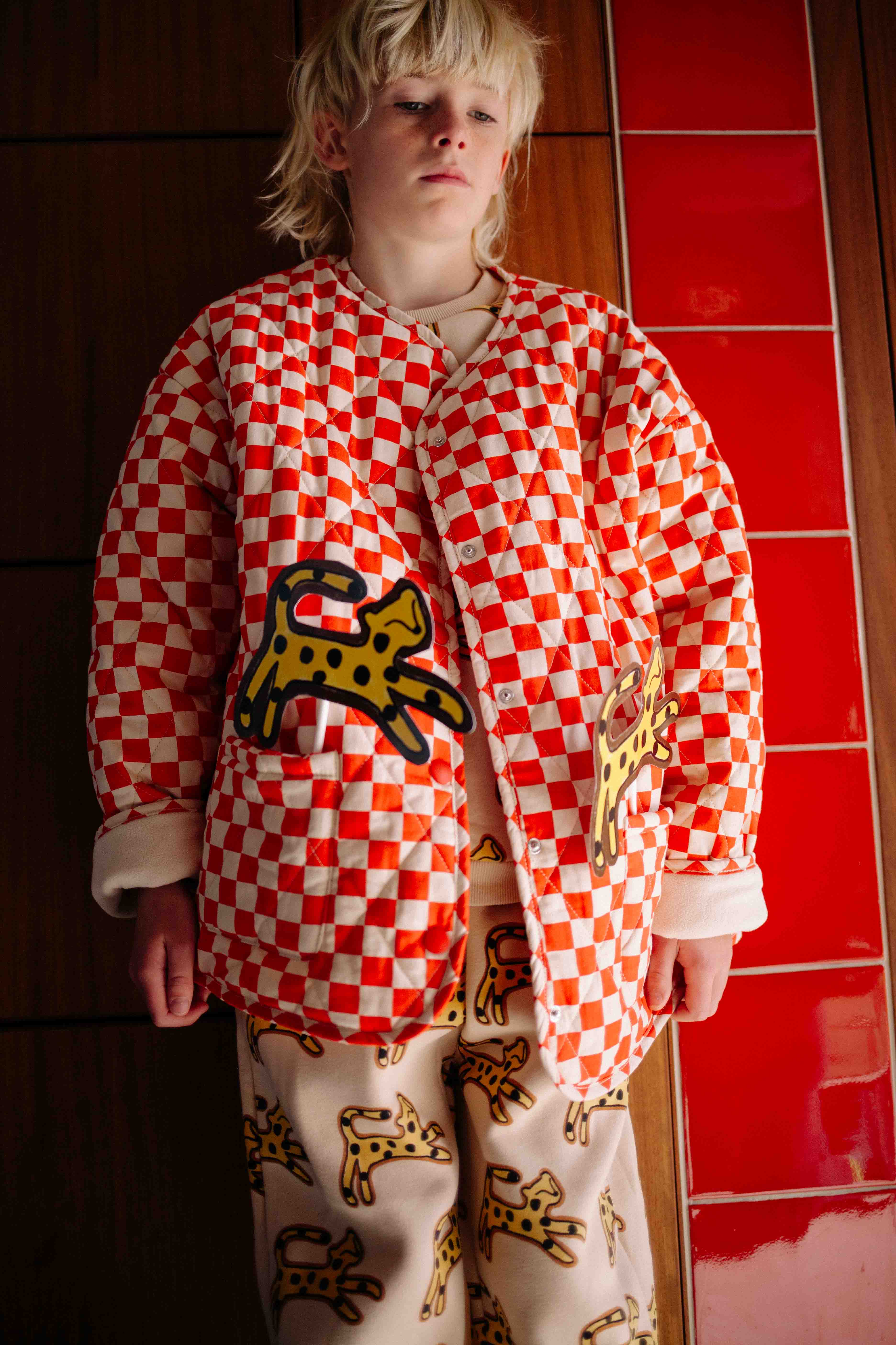 RED CHECKERS JACKET WOMAN