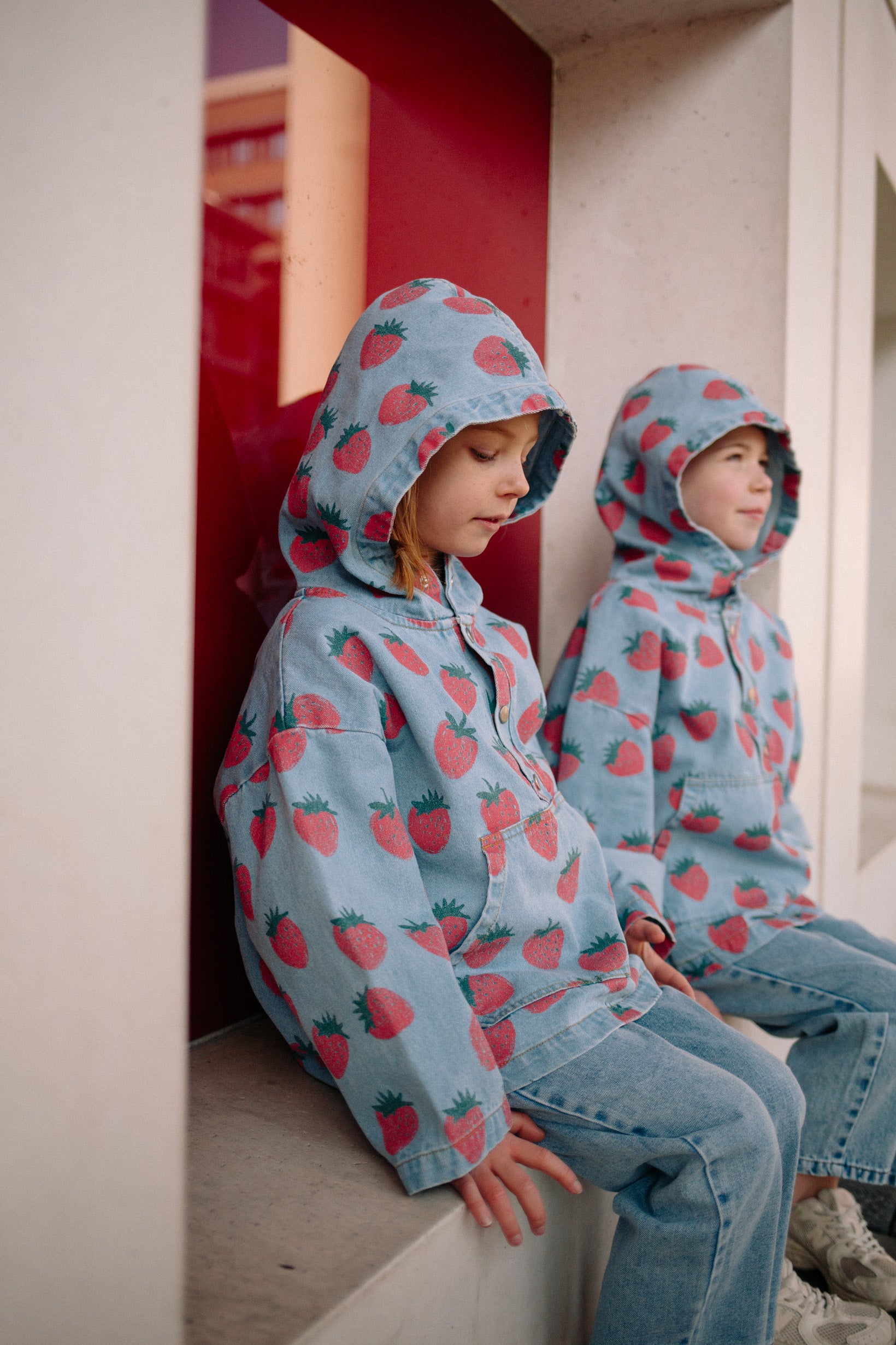 STRAWBERRY DENIM HOODIE