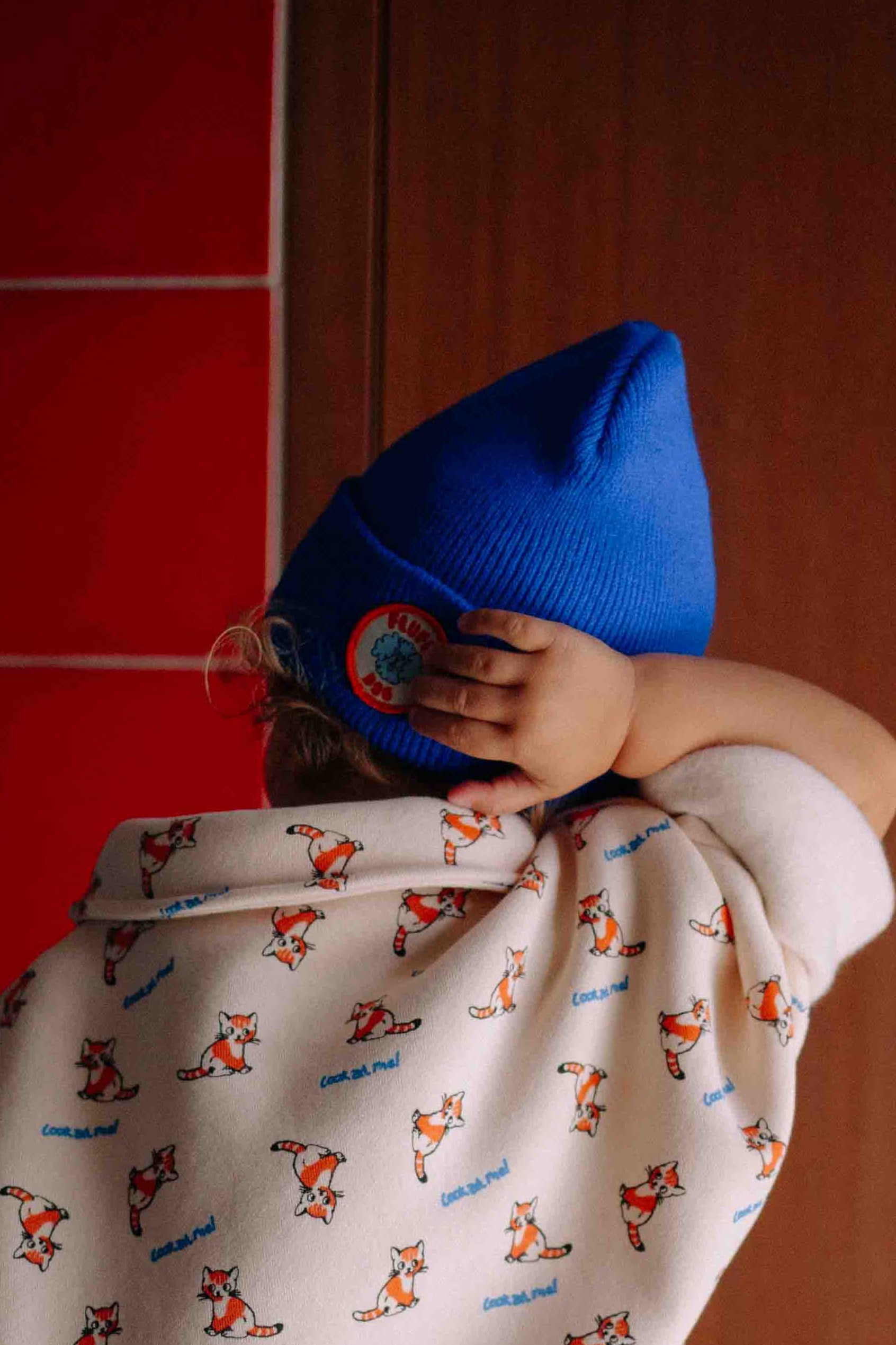 BLUE FLUFFY DOG BEANIE