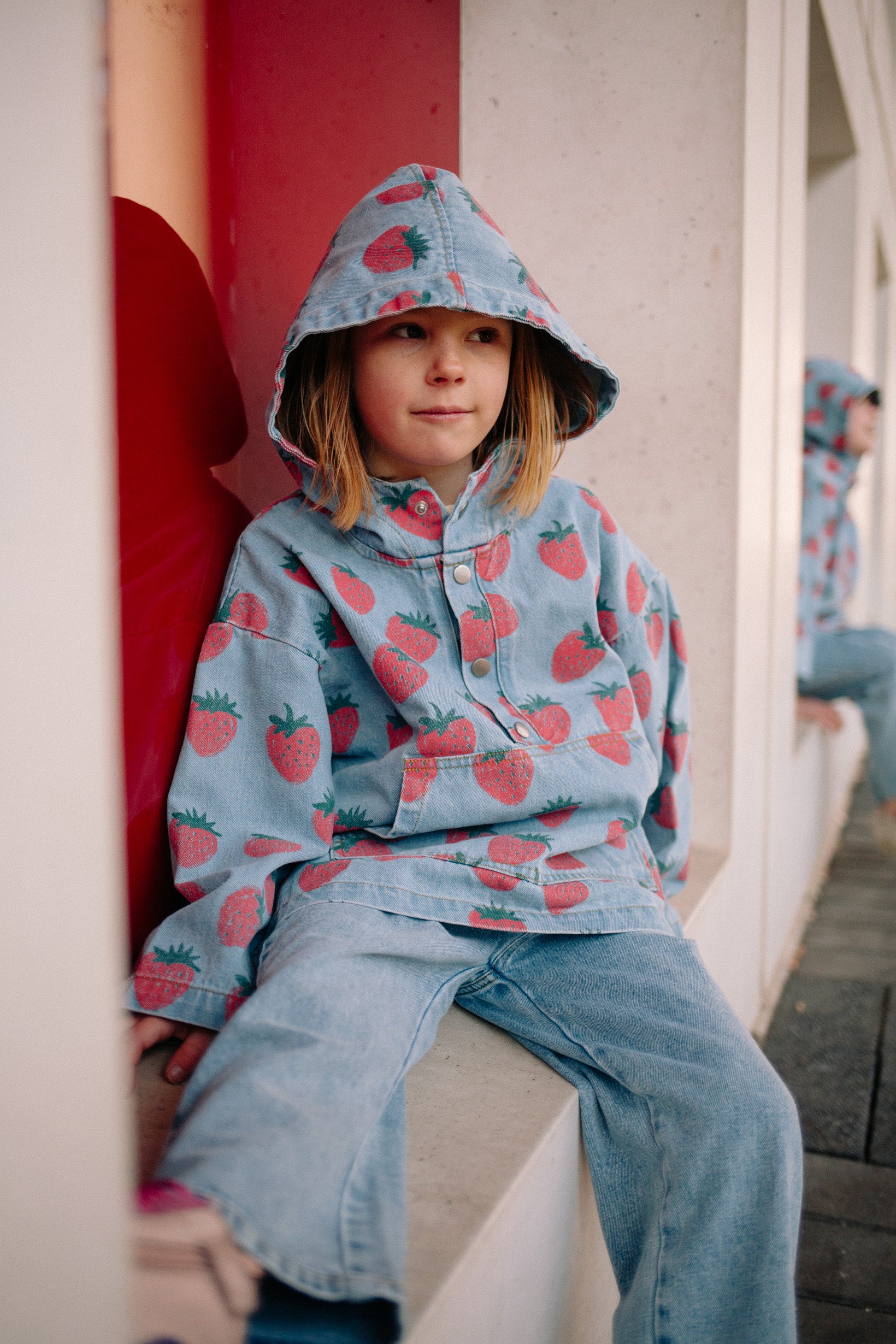 STRAWBERRY DENIM HOODIE
