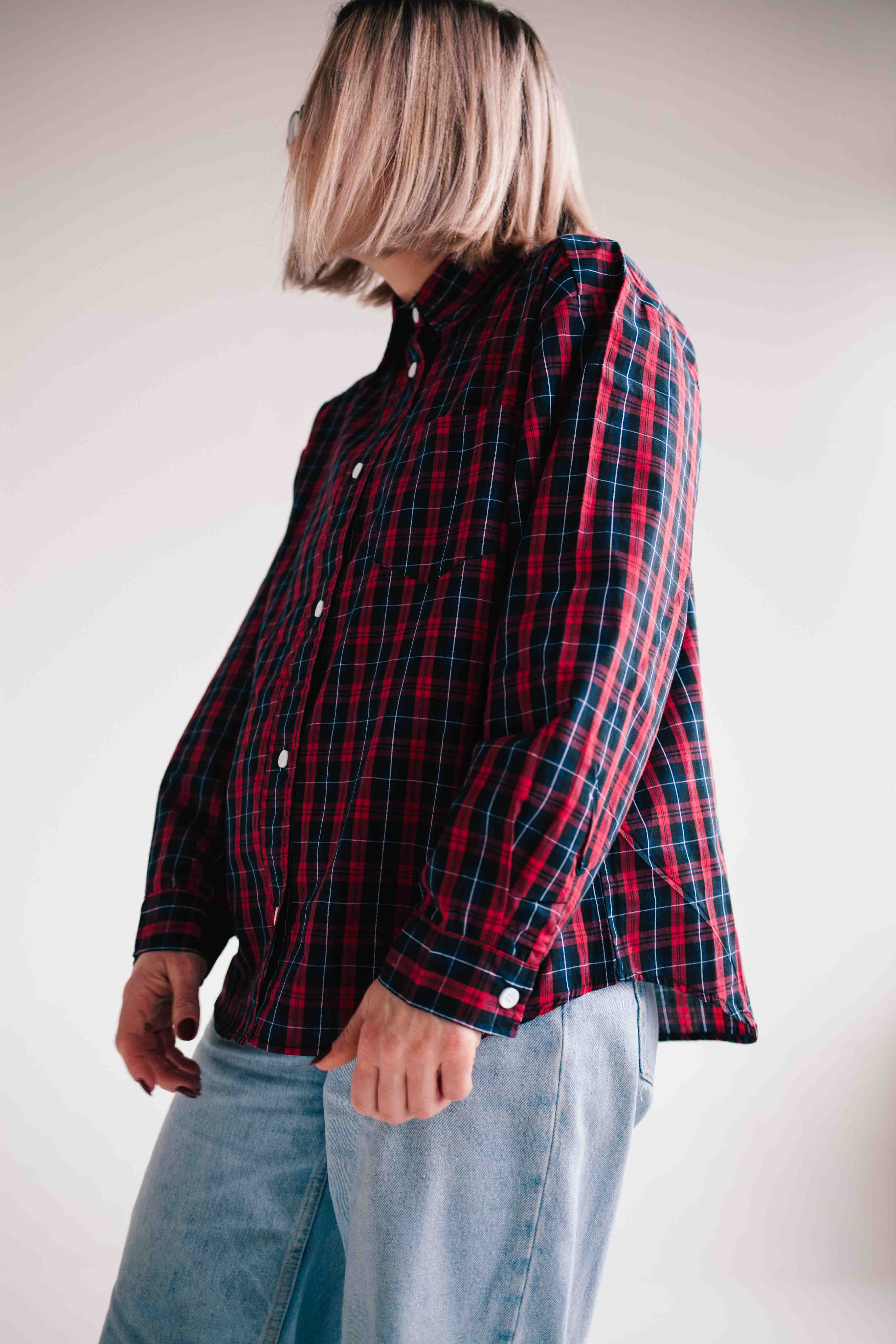 BLOUSE VICHY ROUGE FEMME