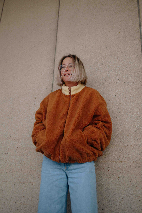 MANTEAU TEDDY MARRON FEMME