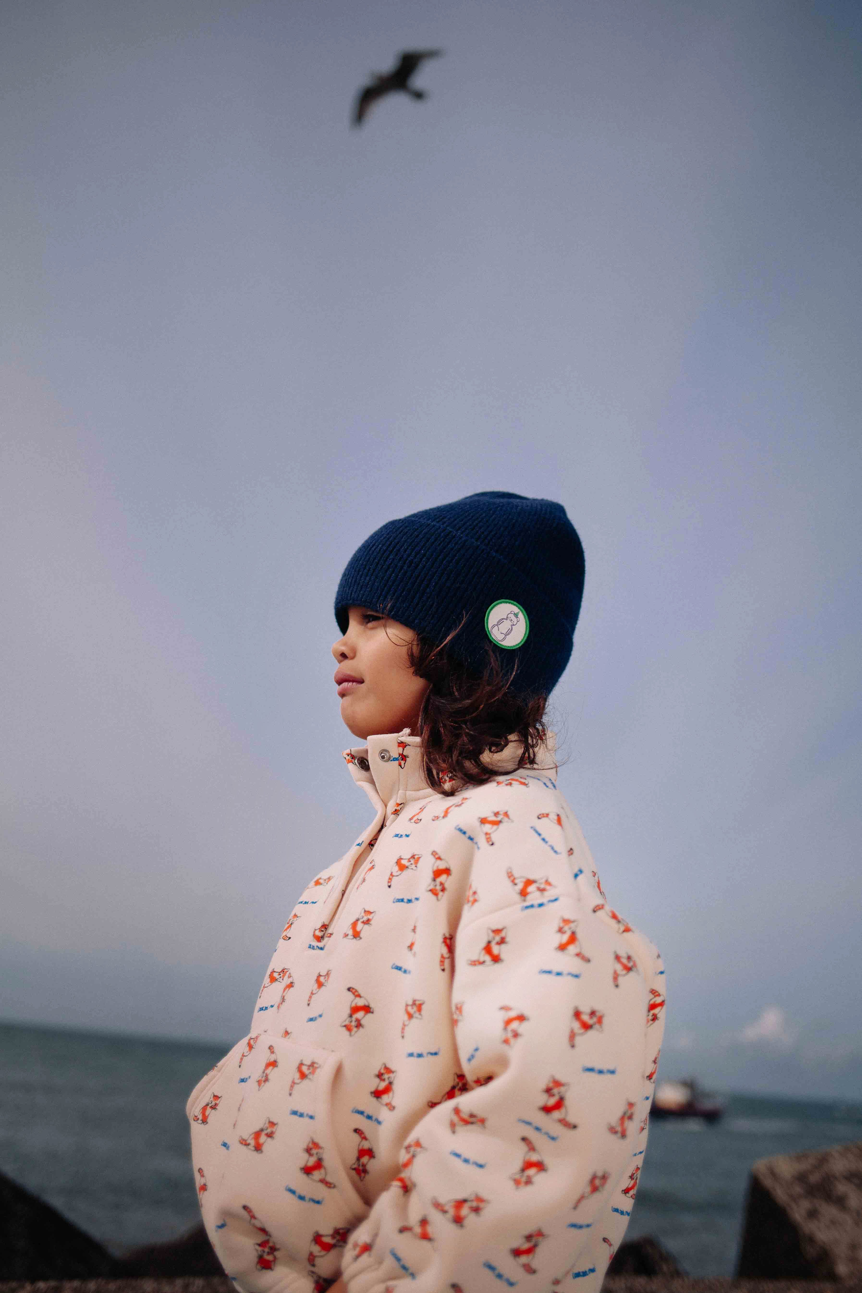 NAVY HONEY BEAR BEANIE ADULT