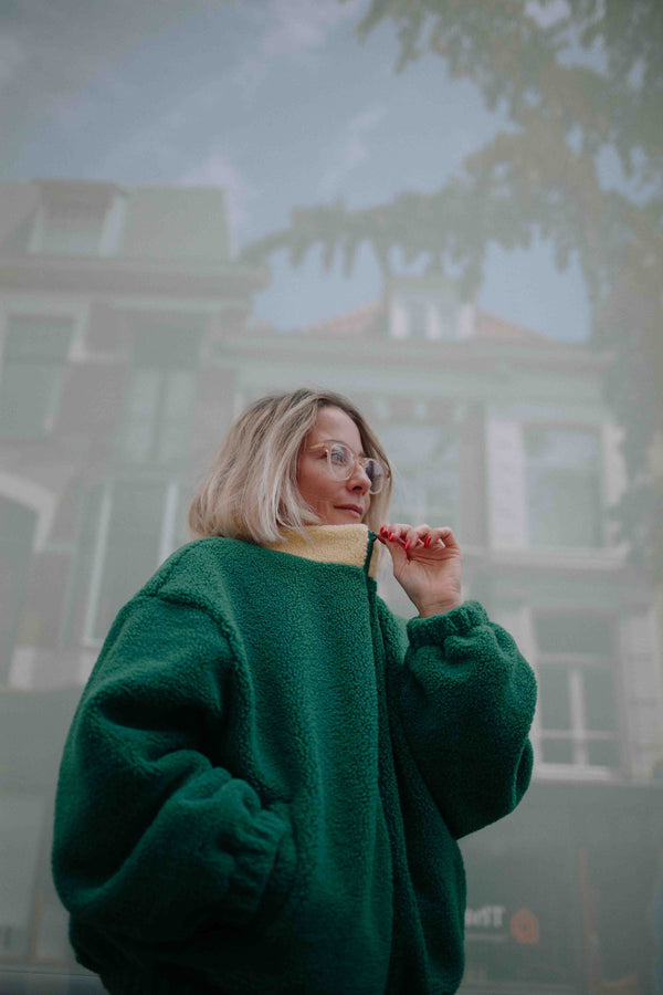 MANTEAU TEDDY VERT FEMME