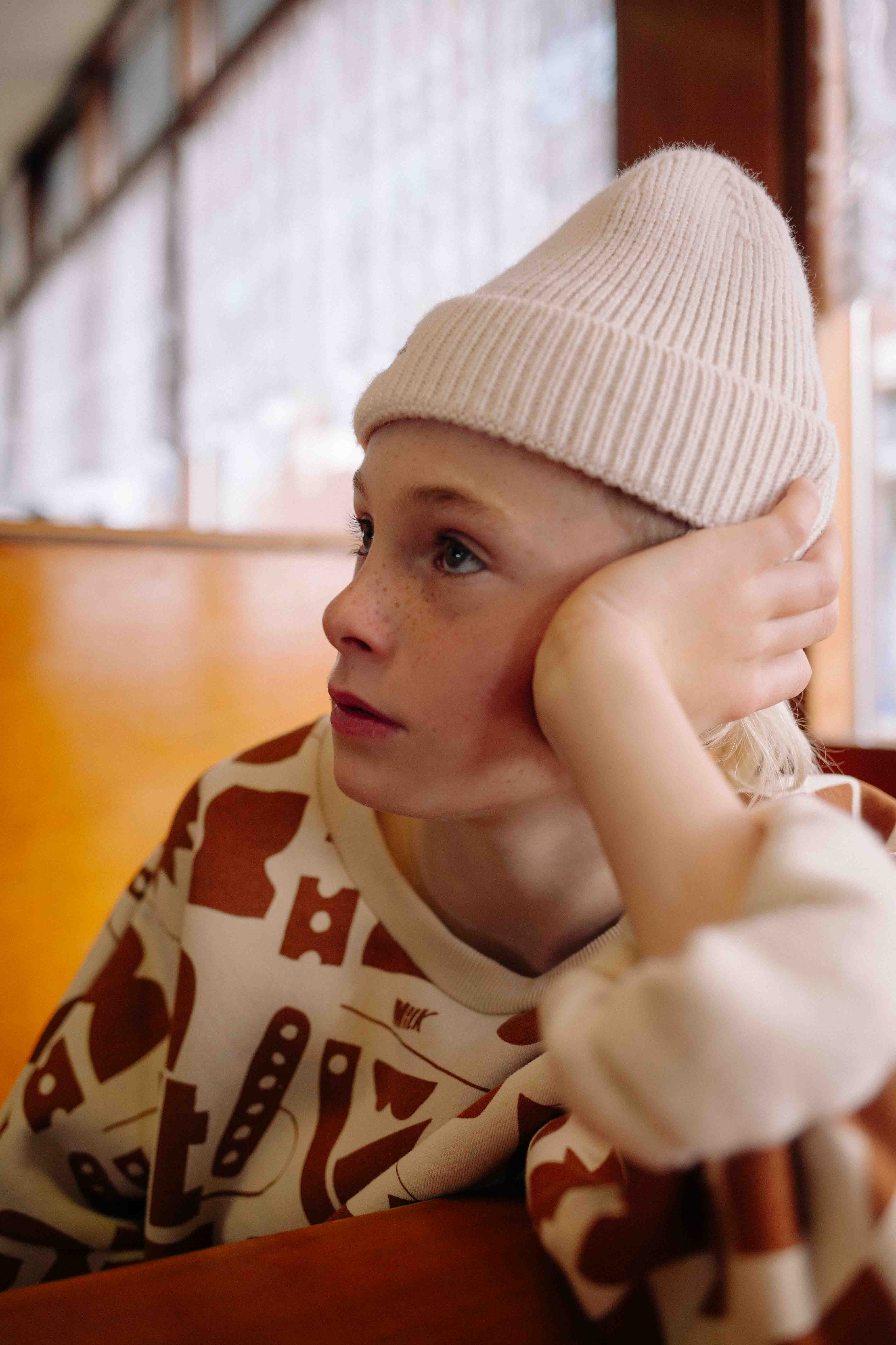 CREAM LEOPARD BEANIE