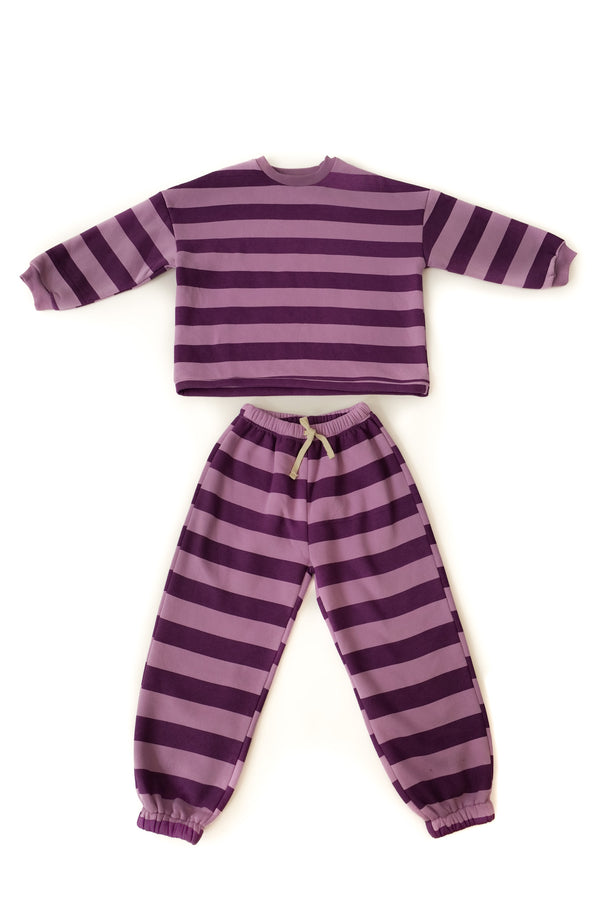 ENSEMBLE VIOLET RAYURES - 8/10 ANS