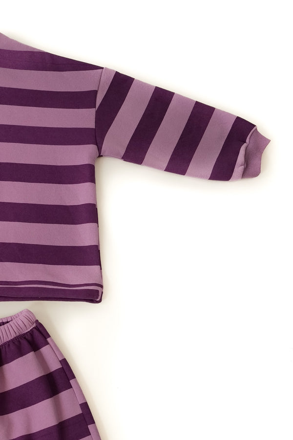 ENSEMBLE VIOLET RAYURES - 8/10 ANS