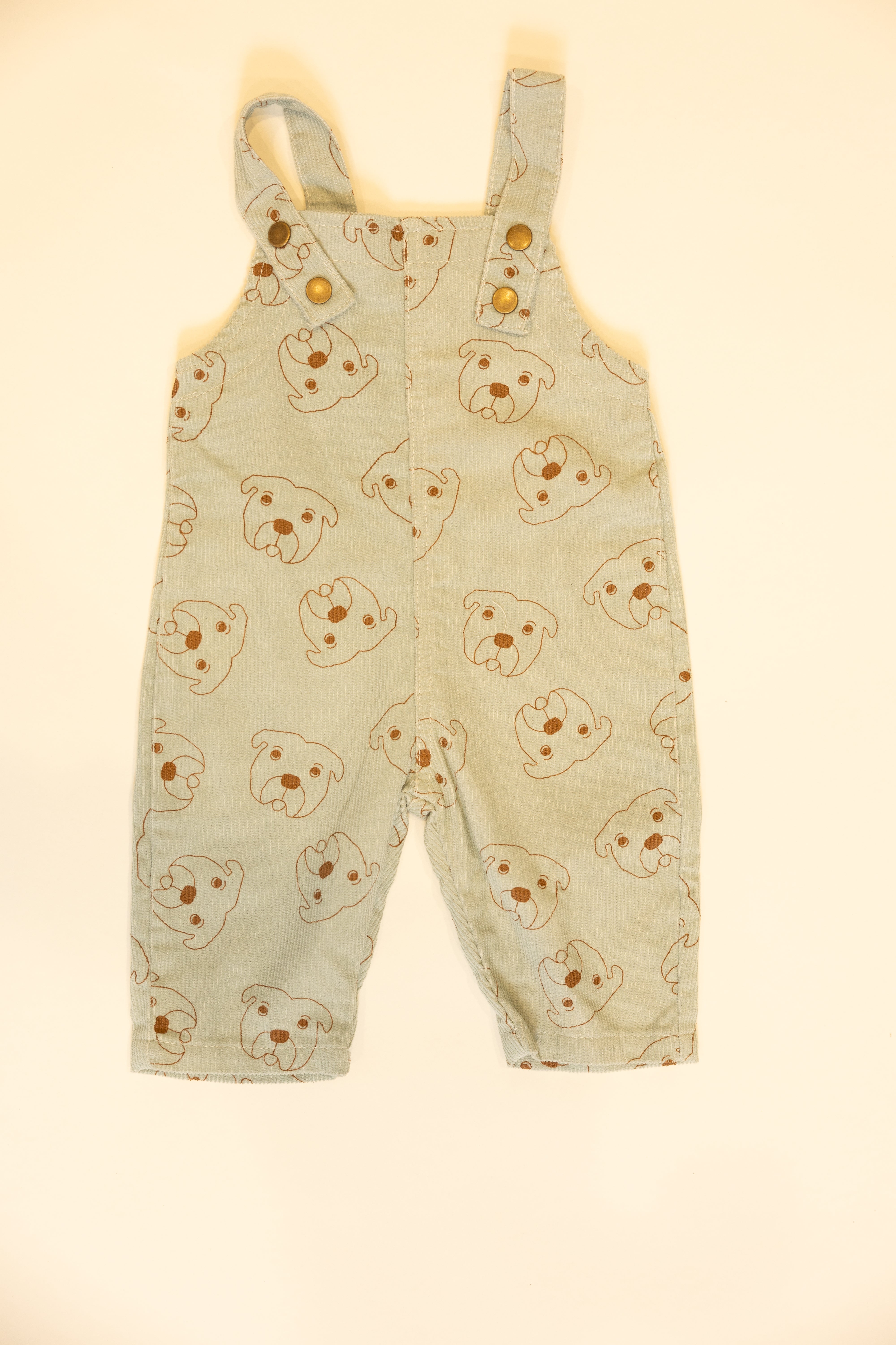 PLAYFUL PUG CORDUROY OVERALLS