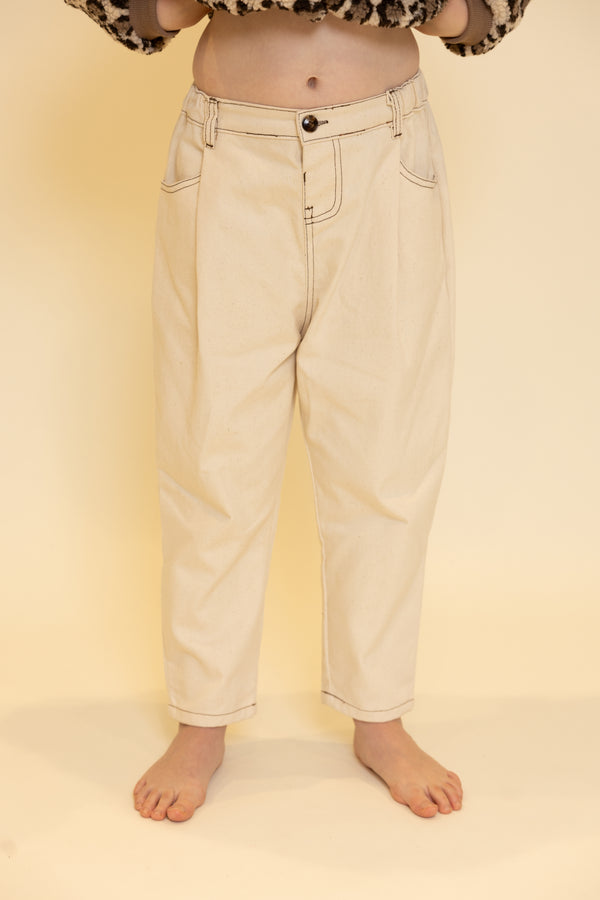 TROUSERS PLEAT CONTRAST CREAM