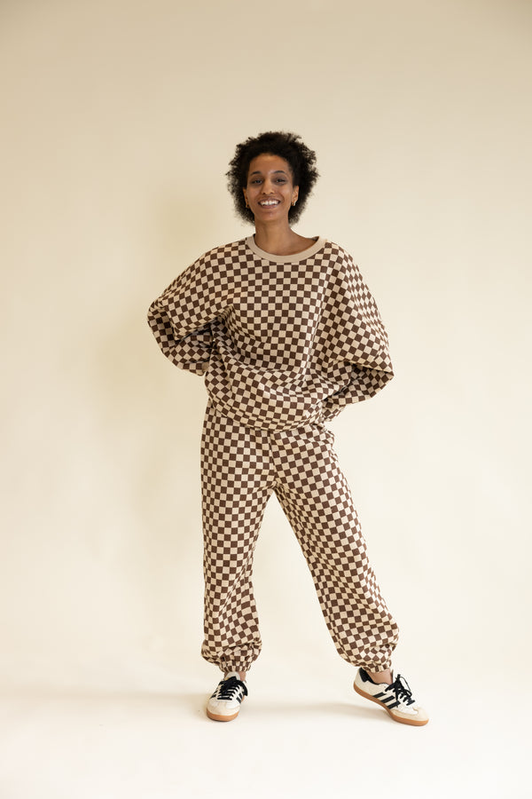 SET CHECKERS BROWN MUM